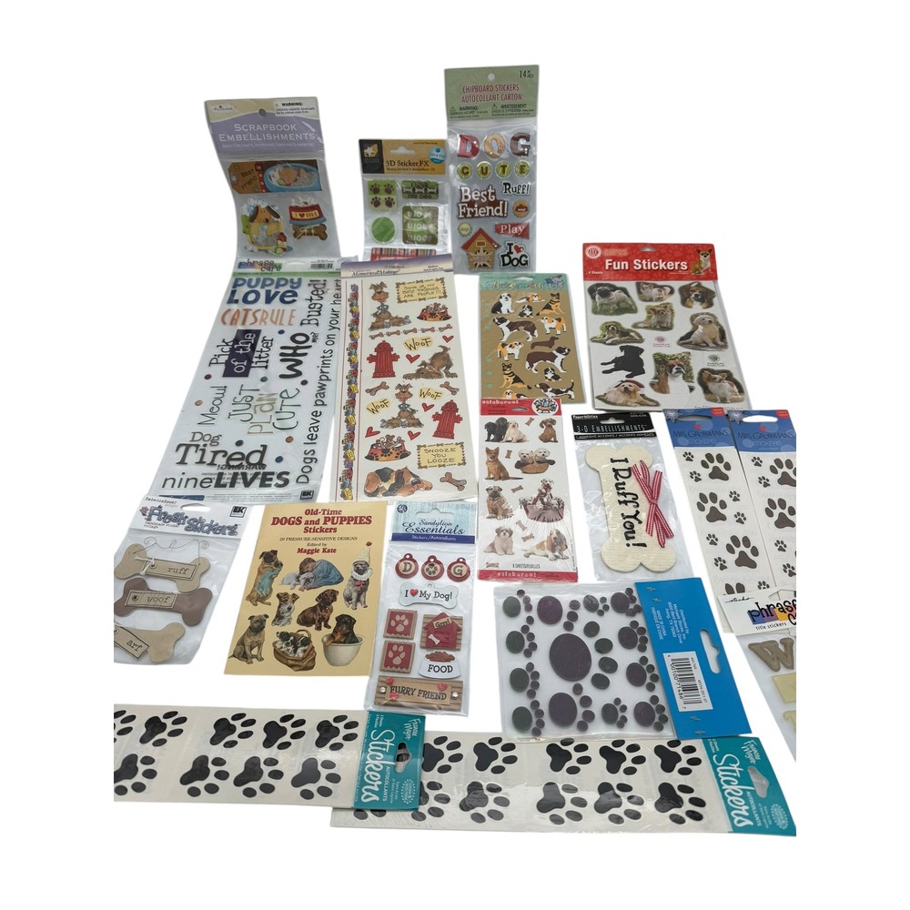 Dog Puppy Pet Scrapbook Stickers Sandylion EK Success Paw Prints 3D Mixed 15pc